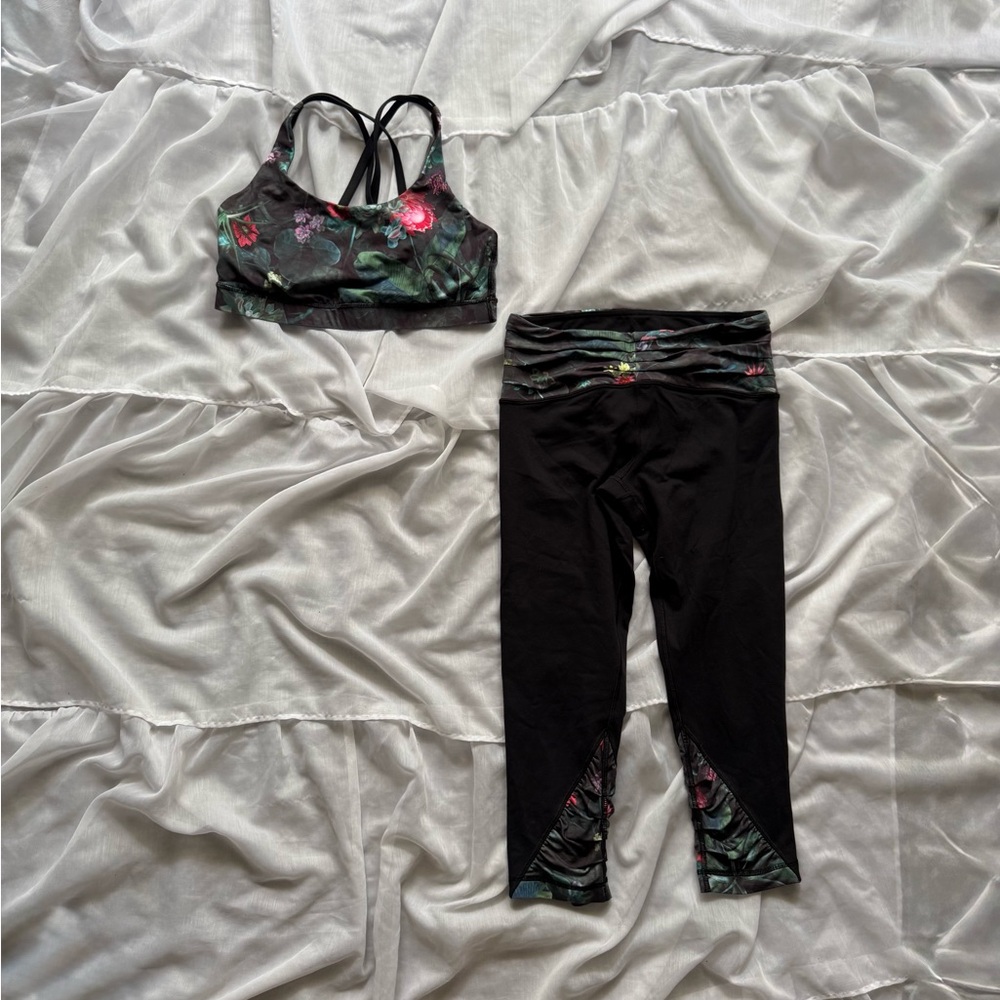 lululemon athletica Black and Green Sports Bra